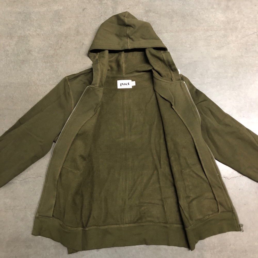 Pact Women’s Brushed Full Zip Hoodie Size Medium Army Green New W. Tag - Picture 3 of 8